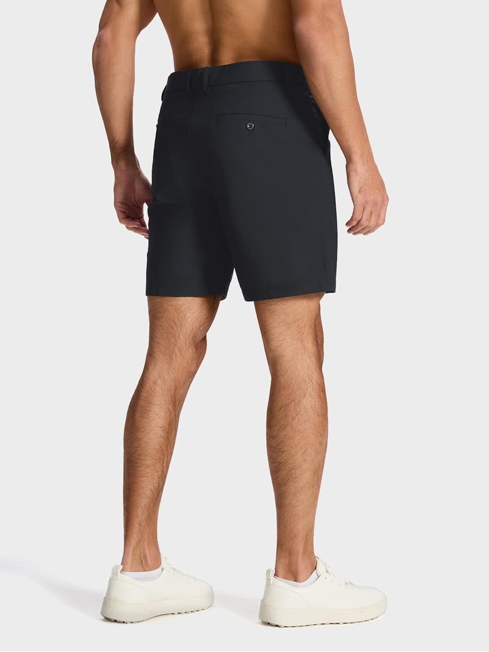Men's Dark Grey Flat-Front Performance Shorts - Picture 2 of 9